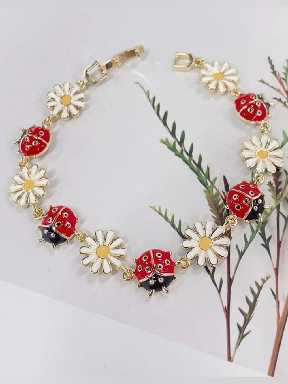 Daisy & Ladybug Gold-Tone Charm Bracelet - Picture 4 of 5